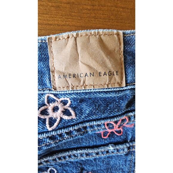 American Eagle Flower Power Denim Jean Cutoff Shorts, Sz 000, Y2K, Retro - Picture 3 of 9